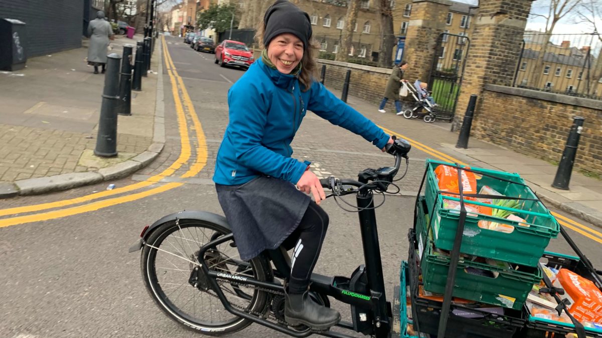 Stoy, on her cargo delivery cycle for Bikeworks
